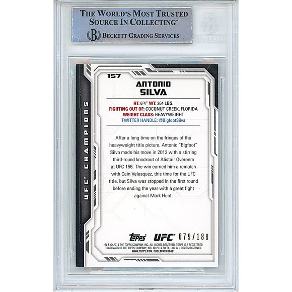 Antonio Silva Signed 2014 Topps UFC Champions Black Card Beckett Slab Autograph - Picture 2 of 4